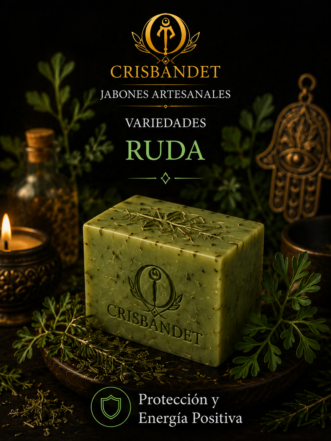 Jabón de Ruda CRISBANDET — Protección · Energía Positiva