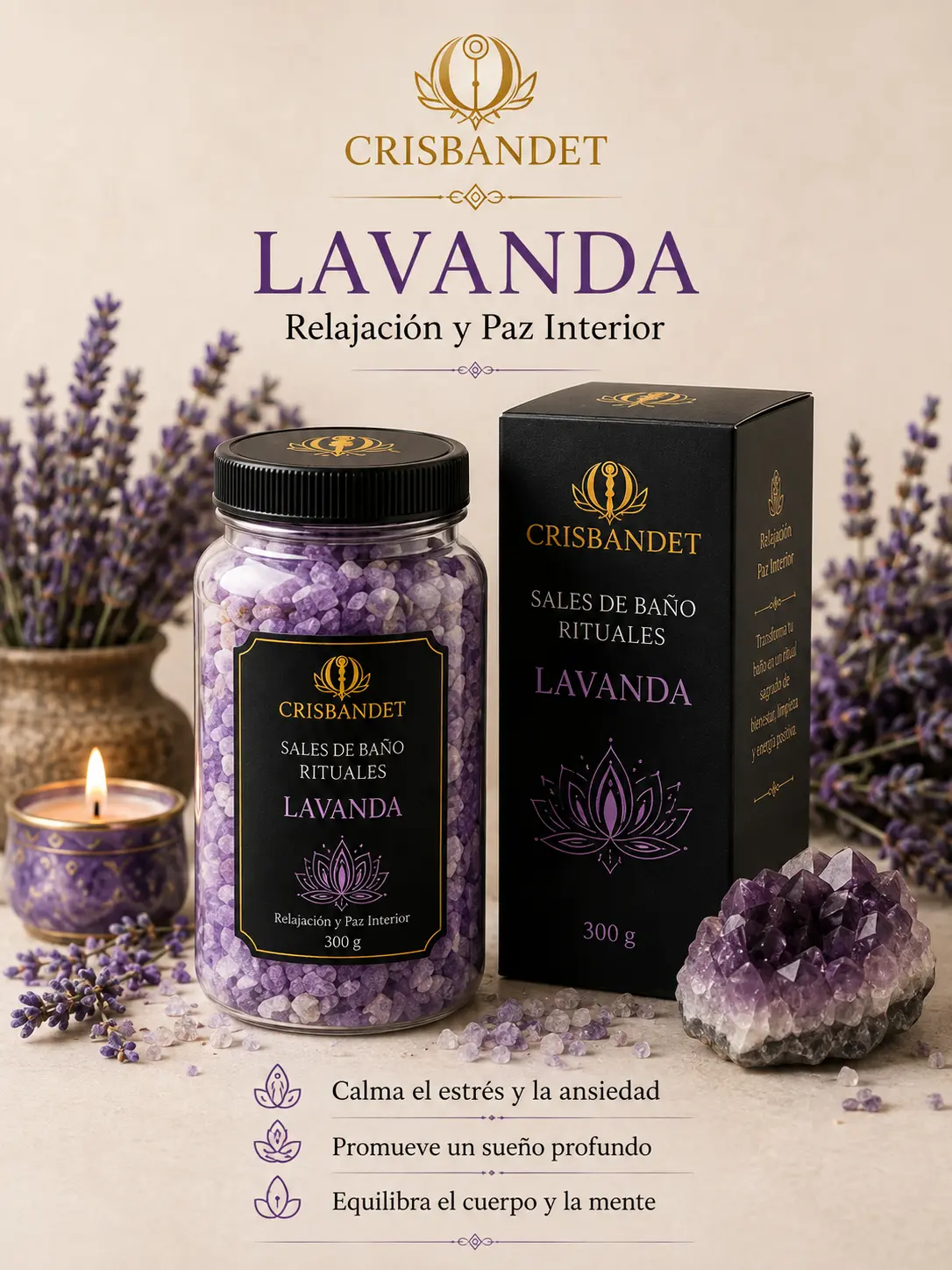 Sal de Baño Lavanda CRISBANDET — Relajación y paz interior