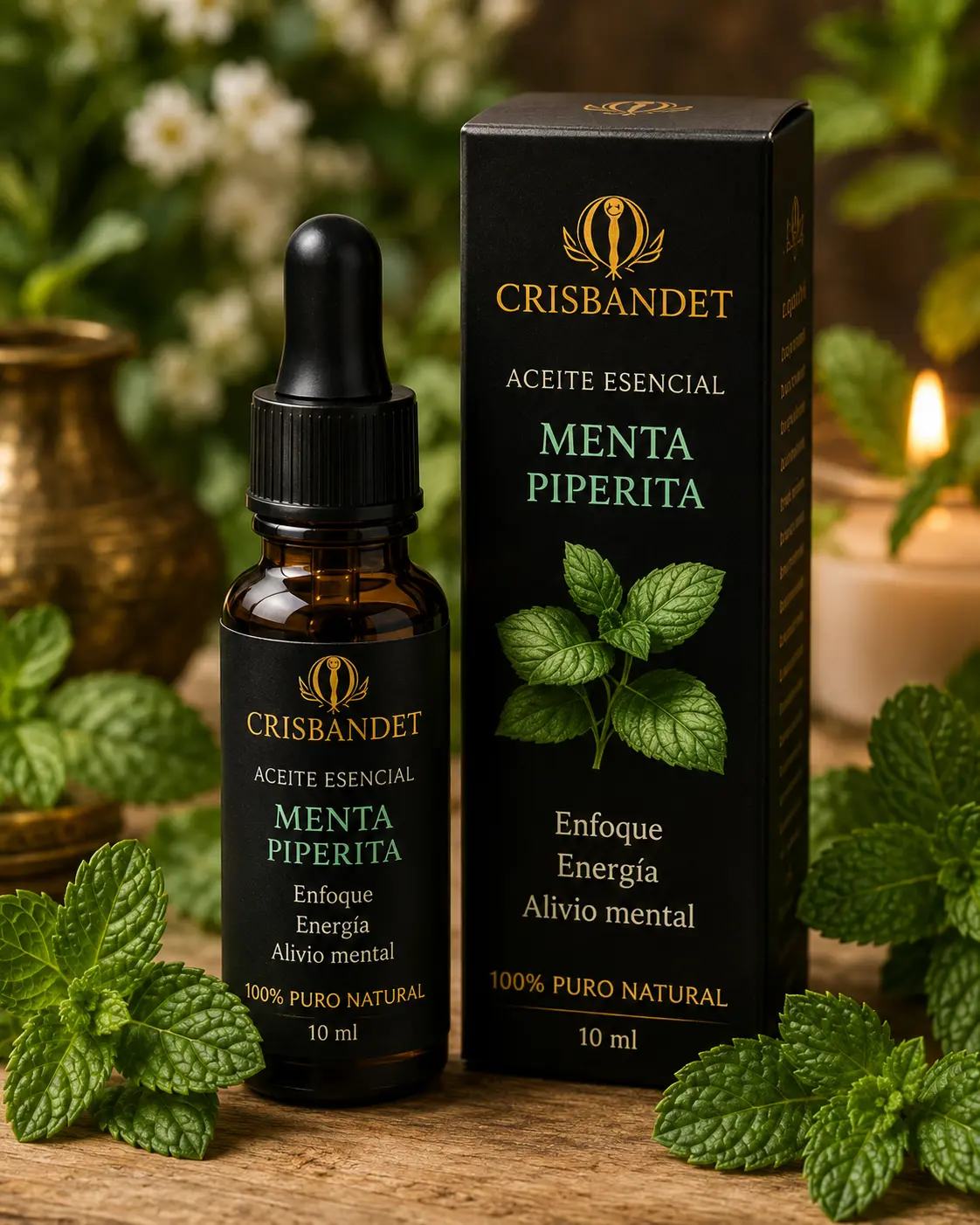 Aceite Esencial de Menta Piperita CRISBANDET — Enfoque · Energía · Alivio mental