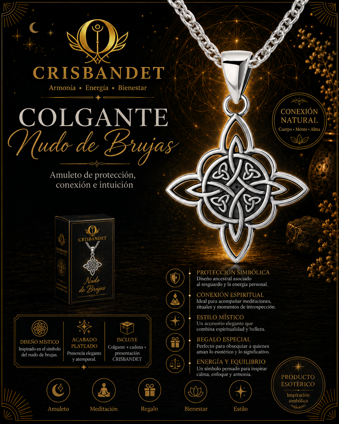 Souvenir Nudo de Brujas CRISBANDET — Protección · Conexión · Intuición