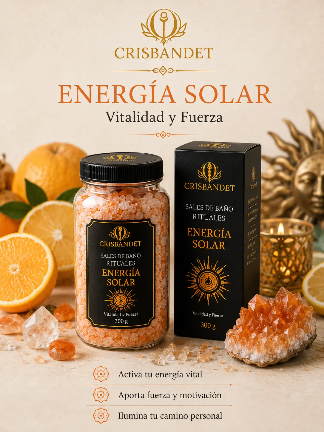 Sal de Baño Energía Solar CRISBANDET — Vitalidad y fuerza