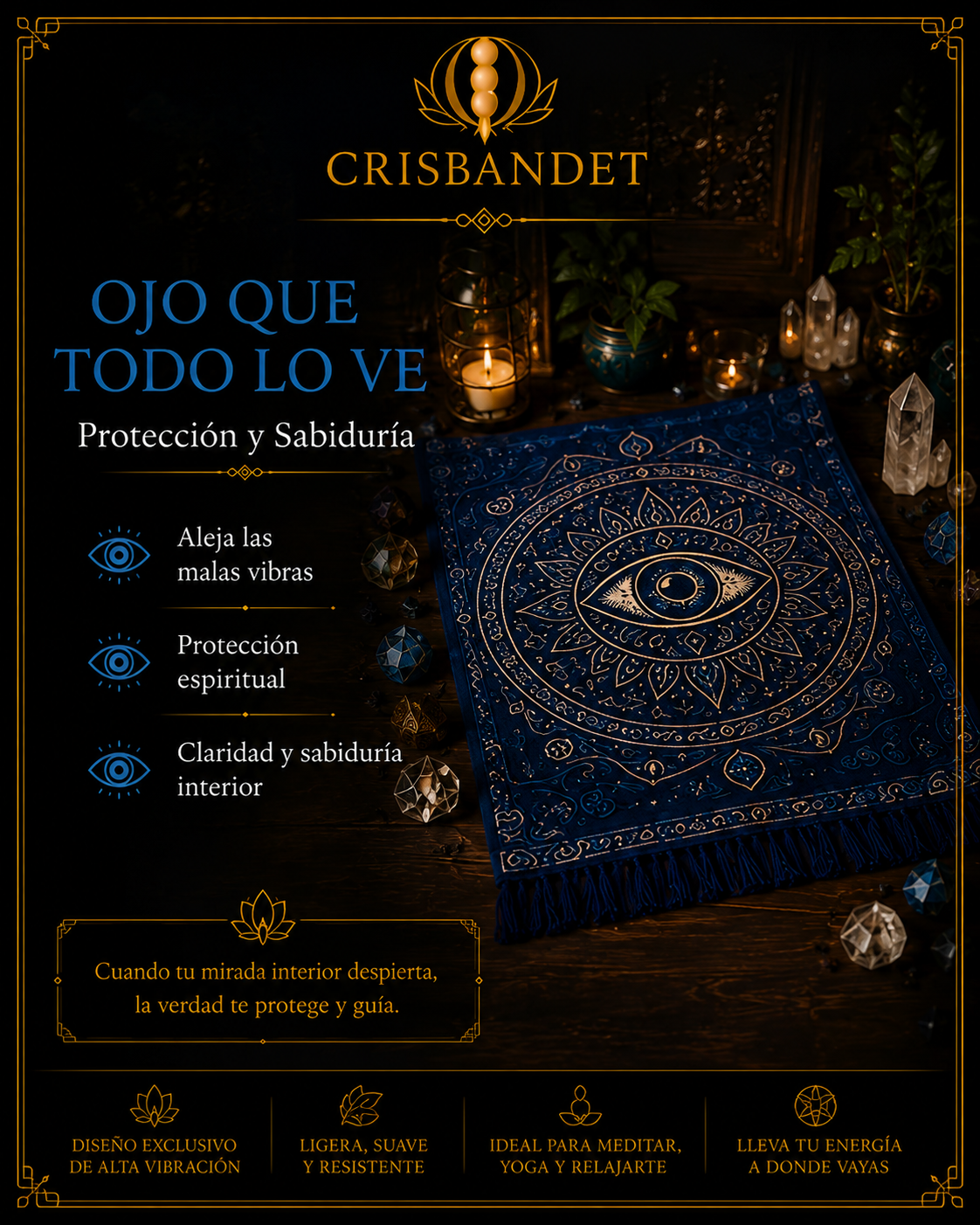 Manta de meditación Ojo que Todo lo Ve CRISBANDET — Protección y Sabiduría