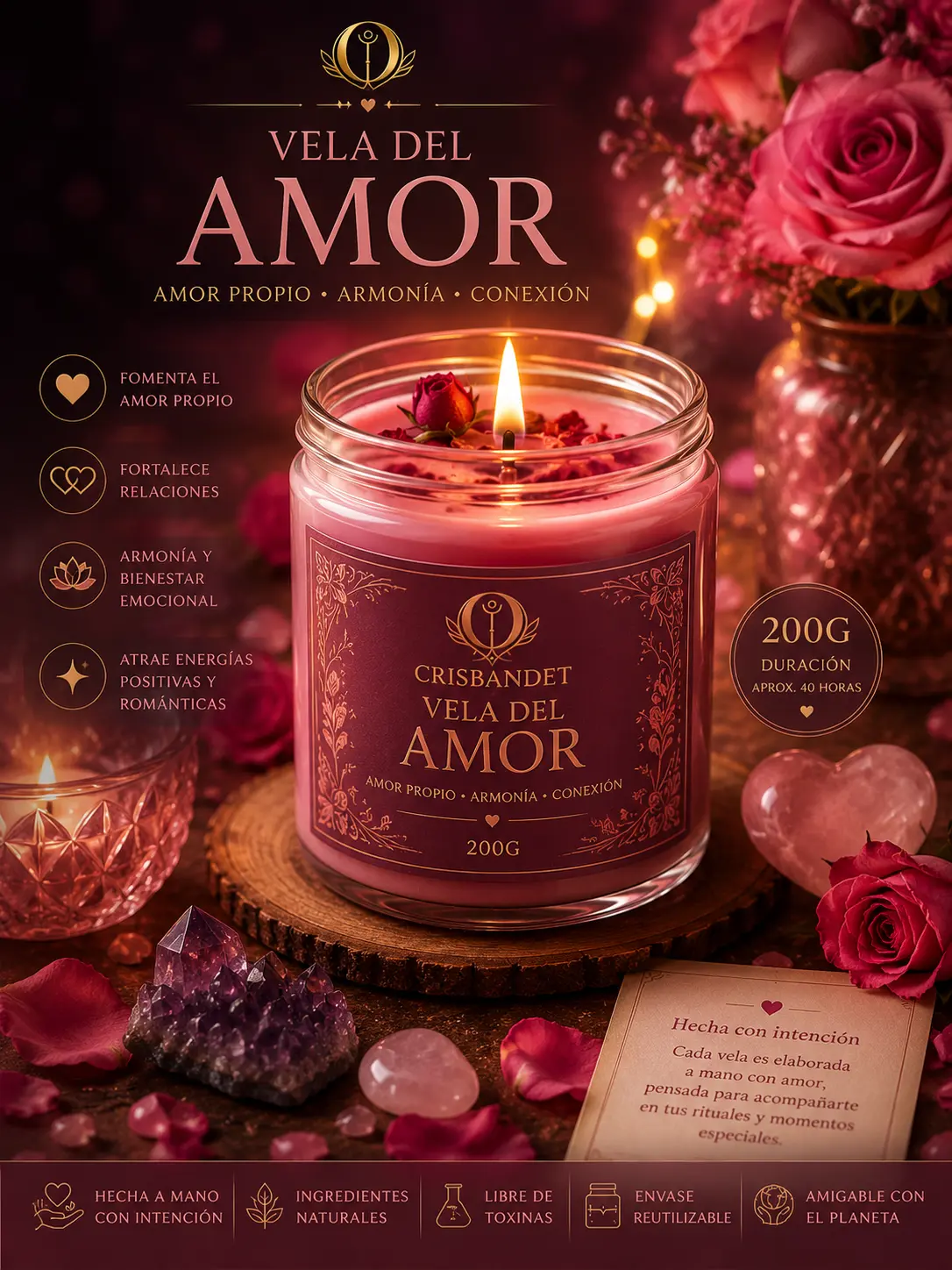 Vela del Amor CRISBANDET — Amor propio · Armonía · Conexión