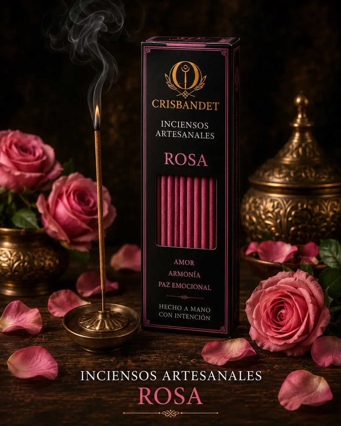 Incienso de Rosa CRISBANDET — Amor · Armonía · Paz emocional