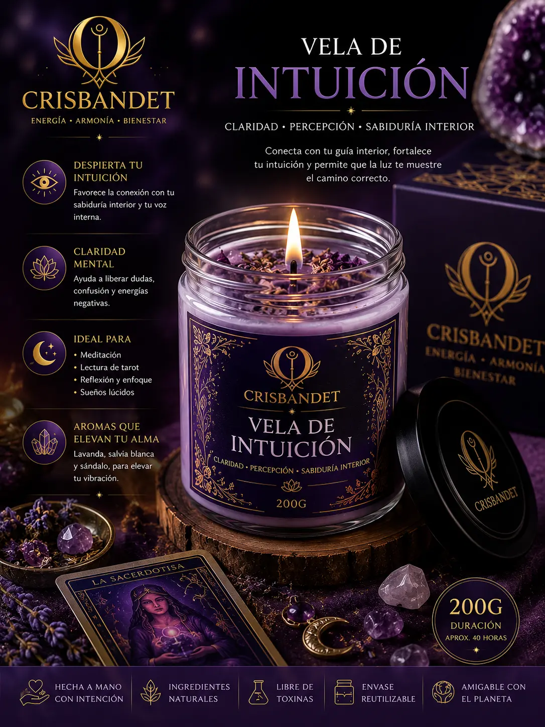 Vela de Intuición CRISBANDET — Claridad · Percepción · Sabiduría