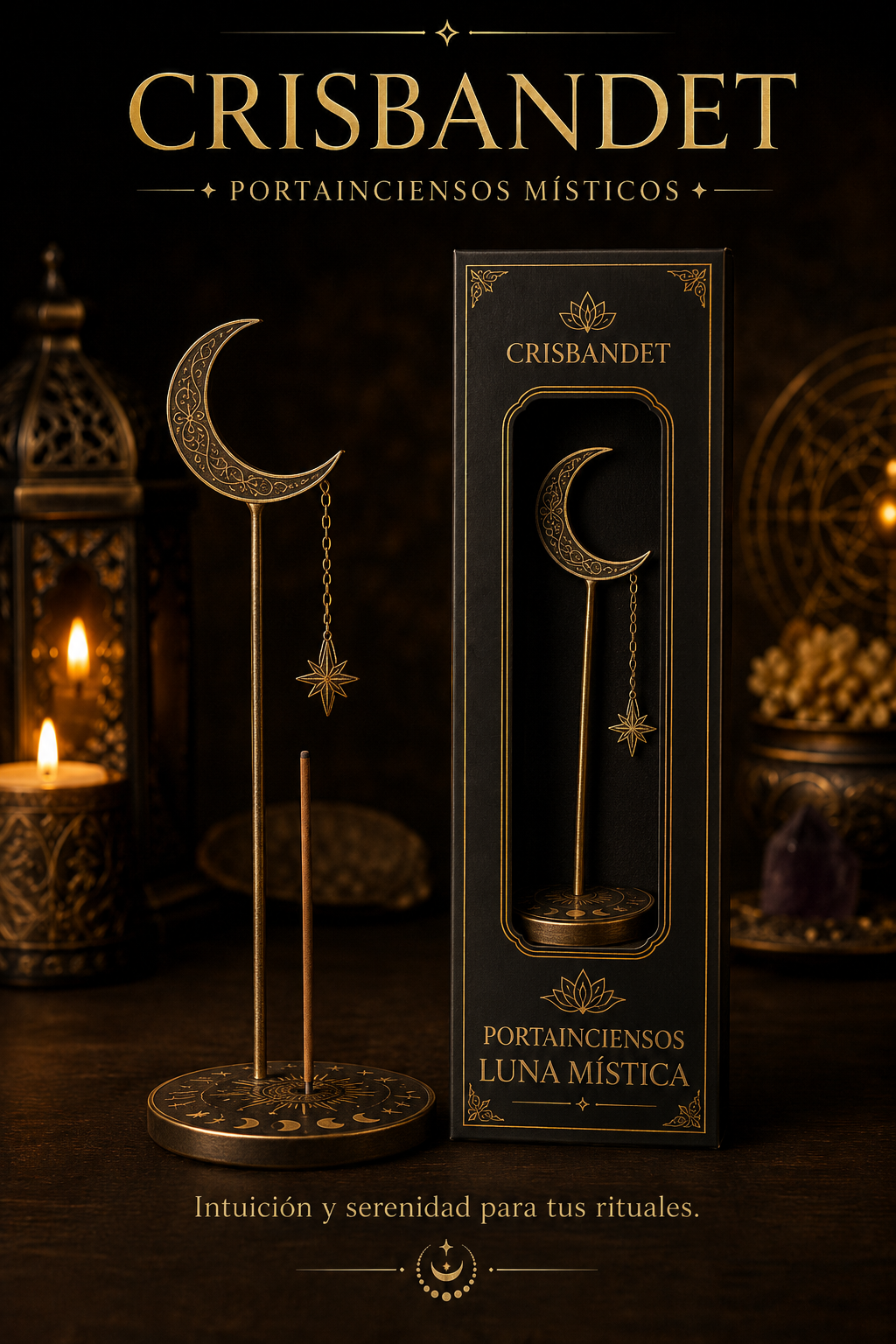 Porta inciensos Luna Mística CRISBANDET — Intuición · Serenidad