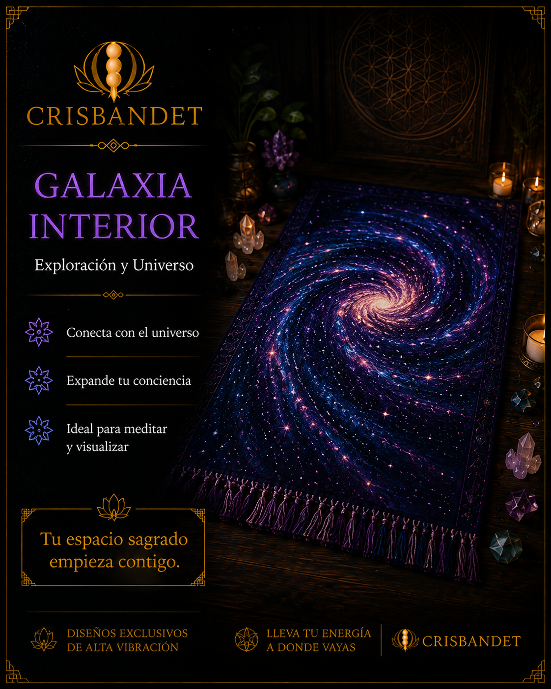 Manta de meditación Galaxia Interior CRISBANDET — Exploración y Universo