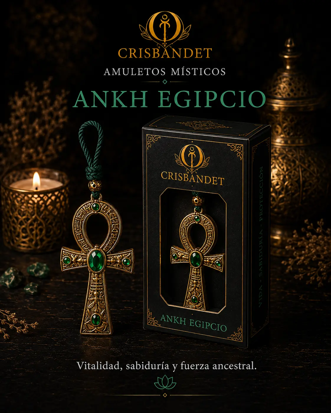 Ankh Egipcio CRISBANDET — Vida · Sabiduría · Protección