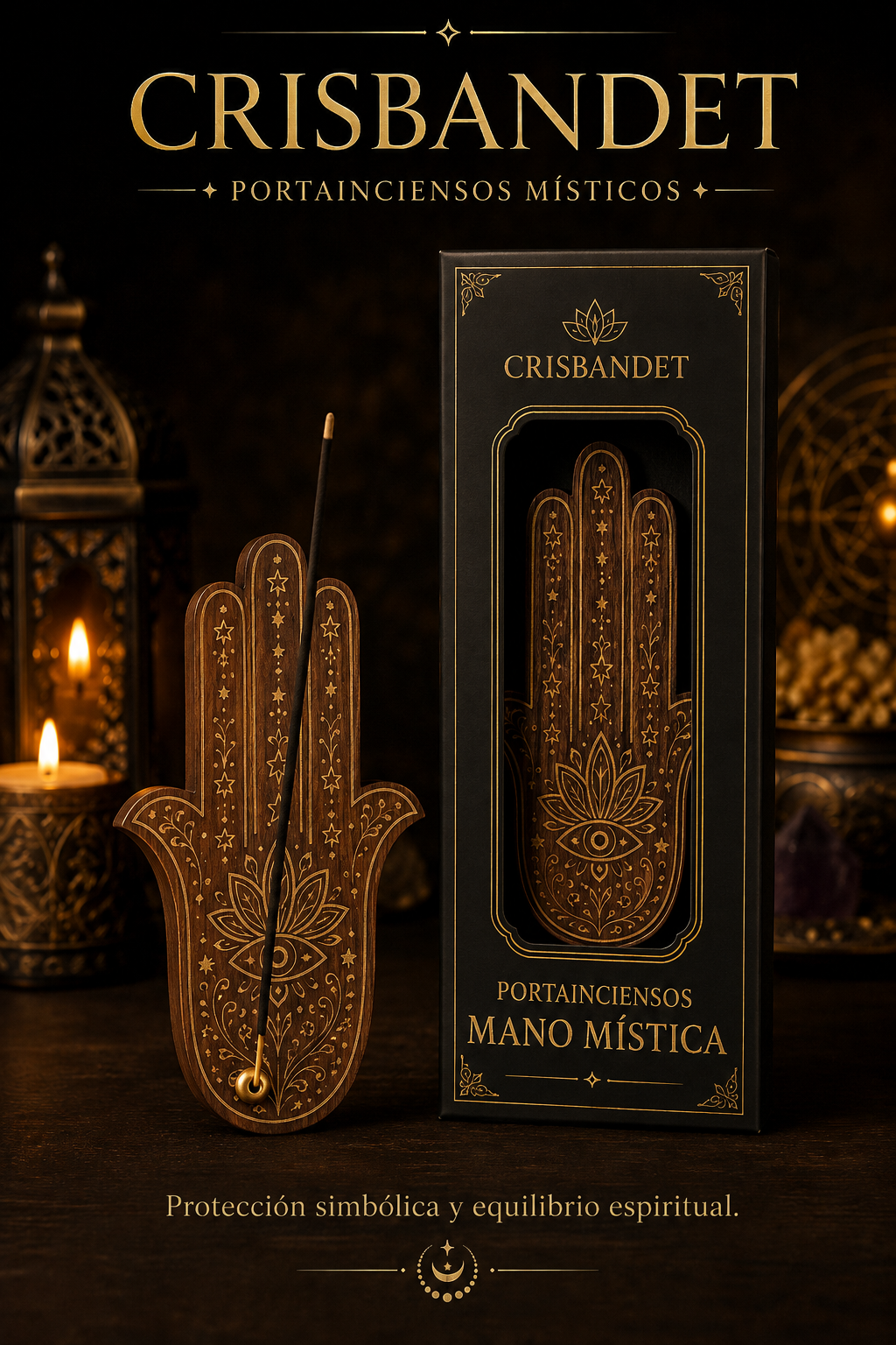 Porta inciensos Mano Mística CRISBANDET — Protección simbólica · Equilibrio