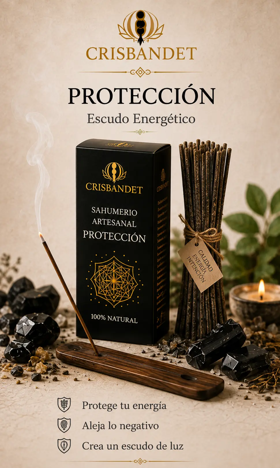 Sahumerio Protección artesanal CRISBANDET — Escudo energético