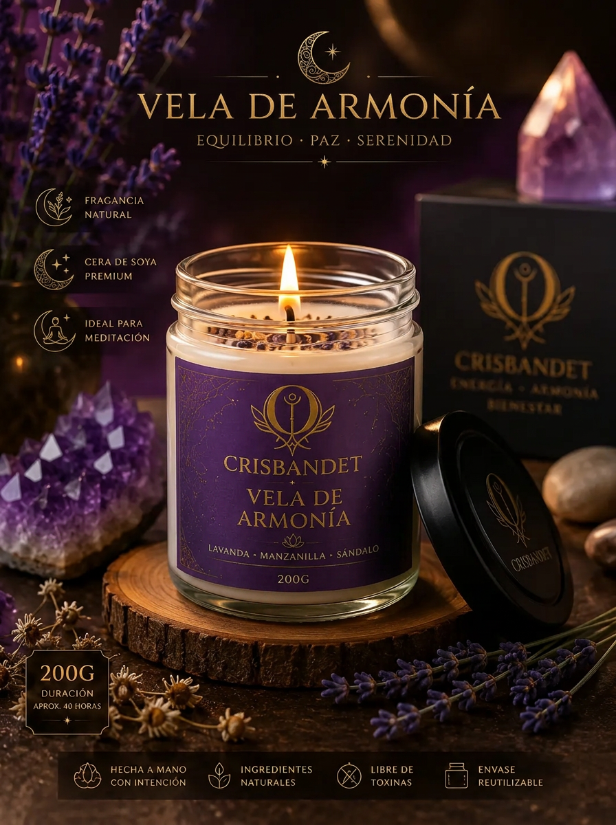 Vela de Armonía CRISBANDET — Equilibrio · Paz · Serenidad