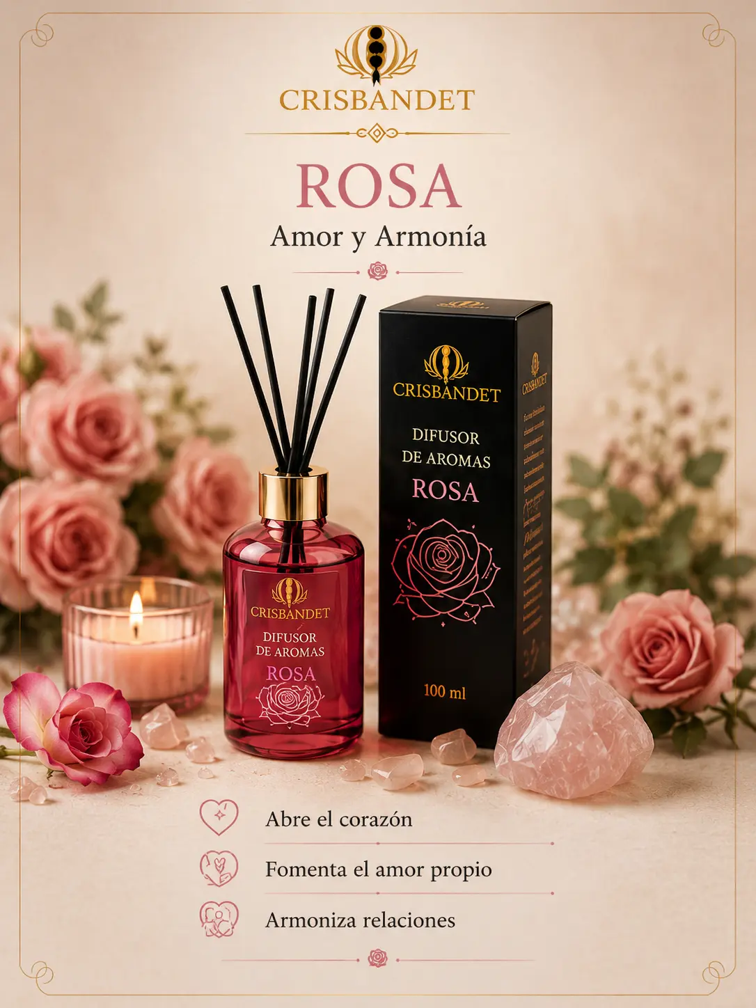 Difusor Rosa CRISBANDET — Amor y armonía