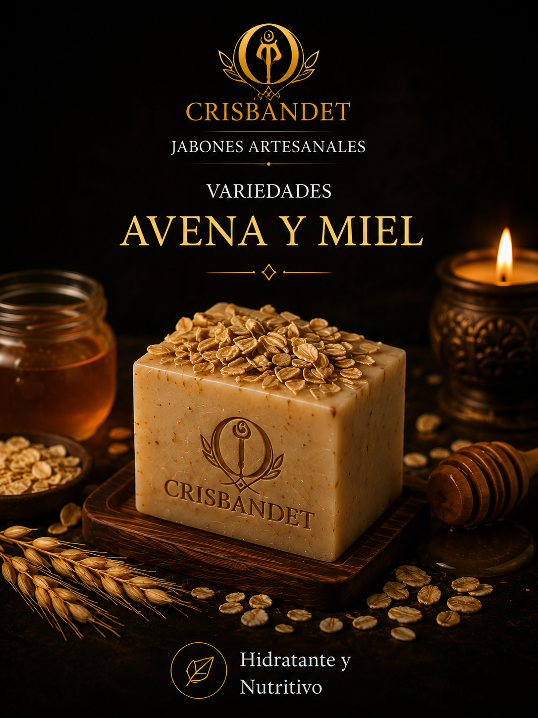 Jabón de Avena y Miel CRISBANDET — Hidratante · Nutritivo