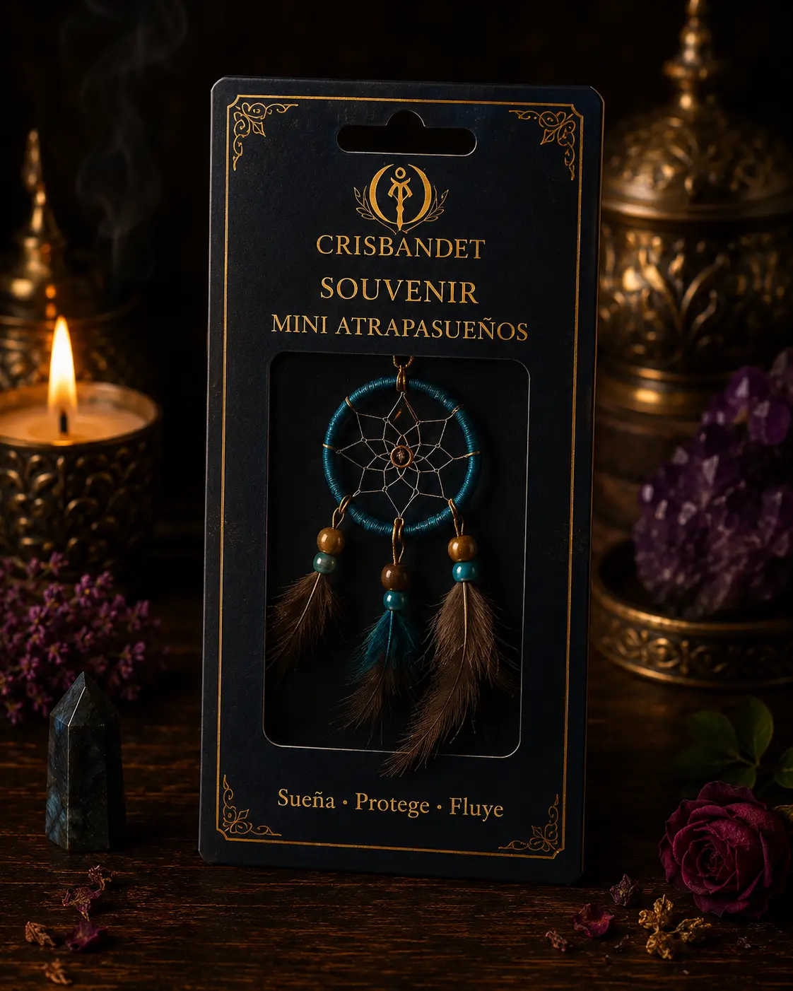 Souvenir Mini Atrapasueños CRISBANDET — Sueña · Protege · Fluye