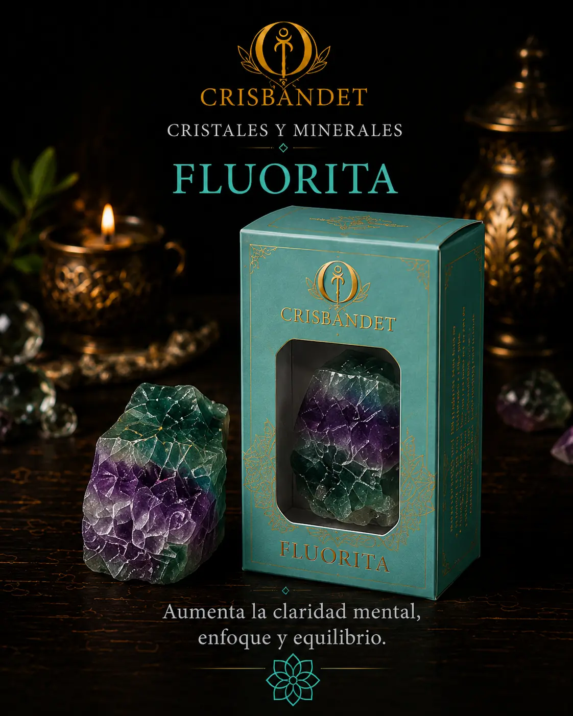 Fluorita CRISBANDET — Claridad mental · Enfoque · Equilibrio