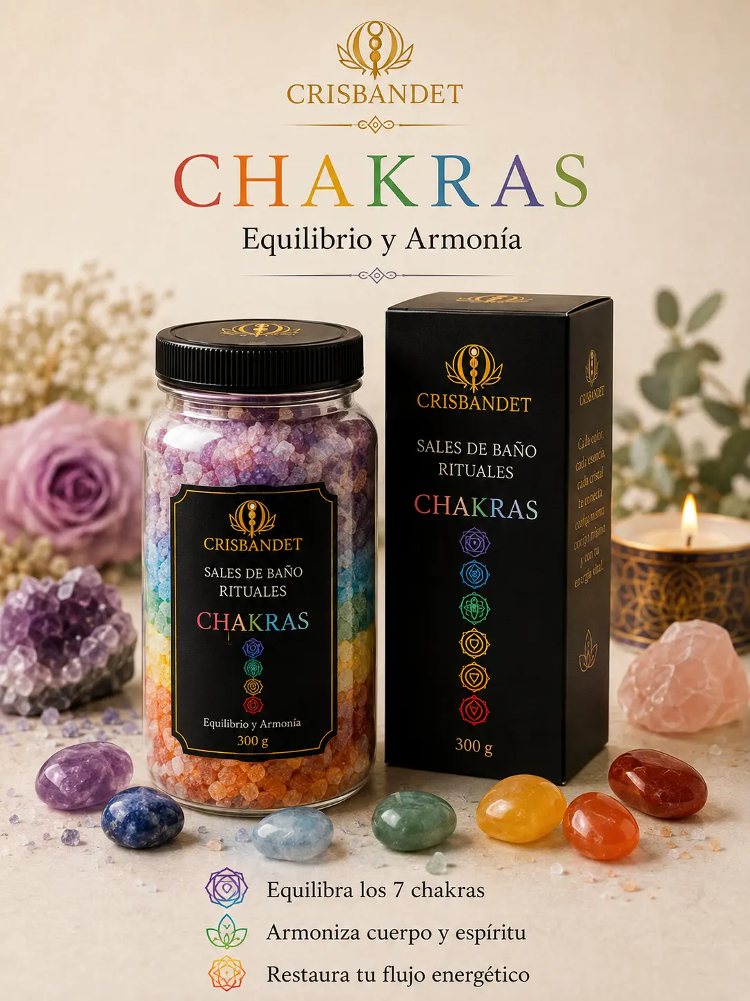 Sal de Baño Chakras CRISBANDET — Equilibrio y armonía